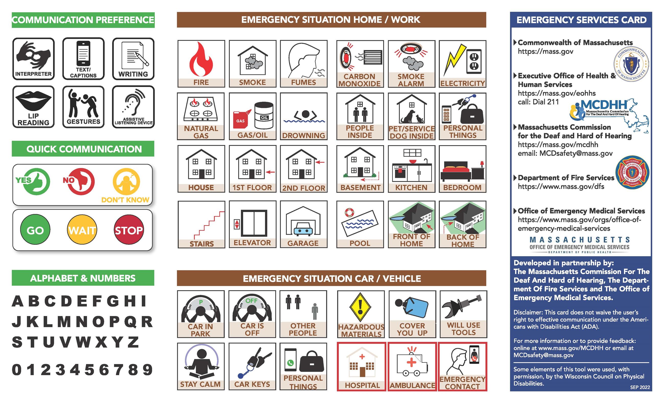 Emergency Services Card from Mass State Police - Back