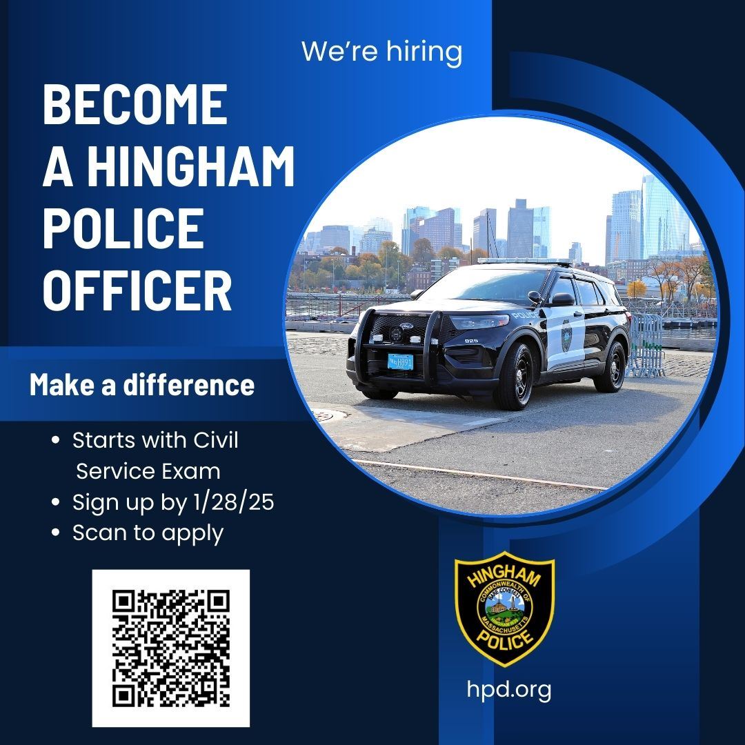 We Are Hiring Hingham Police Social Media Square Post